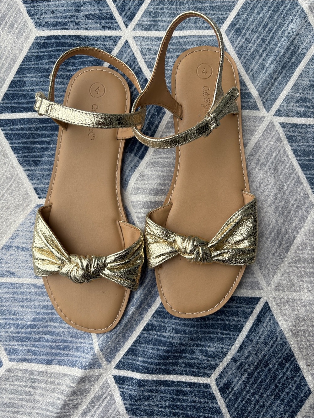 Cat & Jack Metallic Gold Knot Toddler Sandals